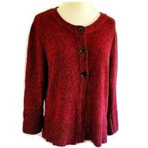 Kim Rogers Women's Marked Red Half-Buttoned Sweater Cardigan Petite Medium PM